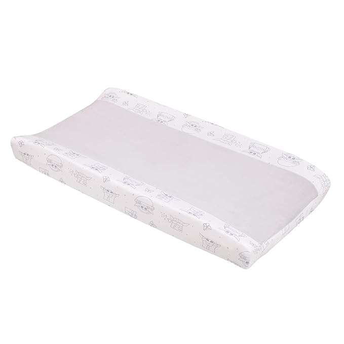 Star Wars Grogu Cutest in The Galaxy Cream and White Super Soft Contoured Changing Pad Cover