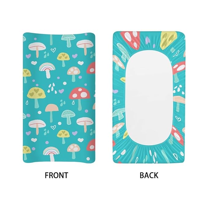 Baby Stretchy Changing Pad Cover, Breathable Changing Pad Cover for Infants and Toddles, Mushroom Print 16 * 32 Inches