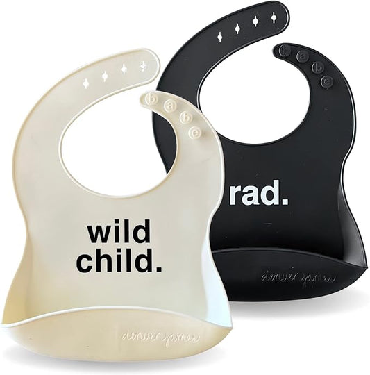 Denver James Silicone Feeding Bibs | Dishwasher Safe. Waterproof. Adjustable.