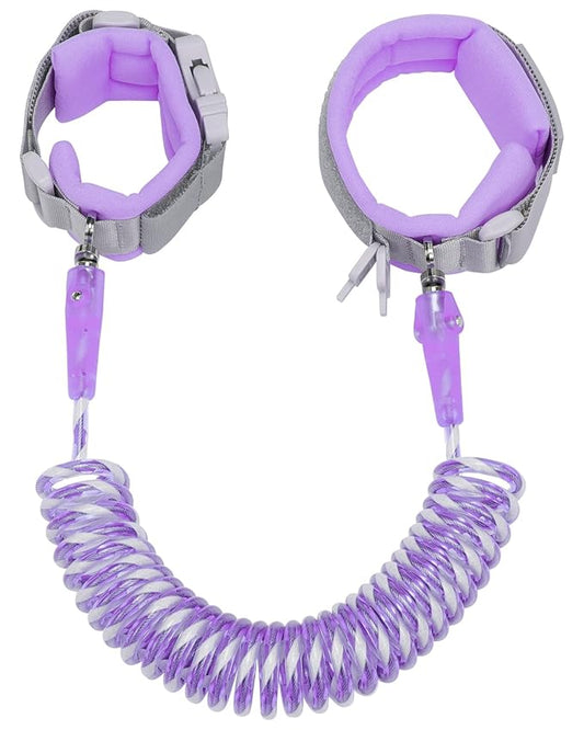 Dr.meter Kids Leash for Toddler, Reflective Anti Lost Wrist Link with Key & Lock, 8.2ft Safety Wristband Child Walking Harness for Supermarket Mall Airport Amusement Park Zoo Travel, Purple