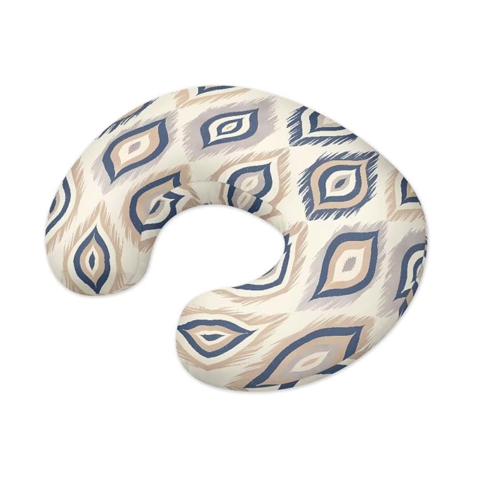 Ikat Rhombus Newborn U-Shaped Breastfeeding Pillowcase, Ethnic Geometric Nursing Pillow Covers for Breastfeeding Moms, Tribal Style Soft Stretchy Feeding Pillow Case