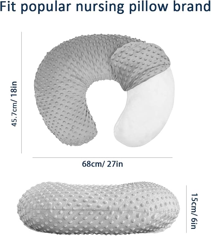 Minky Nursing Pillow Cover Breast Feeding Pillow Cover Slipcover U Shape for Baby Boy Girl,Cover Only(White&Pink 2Pack)