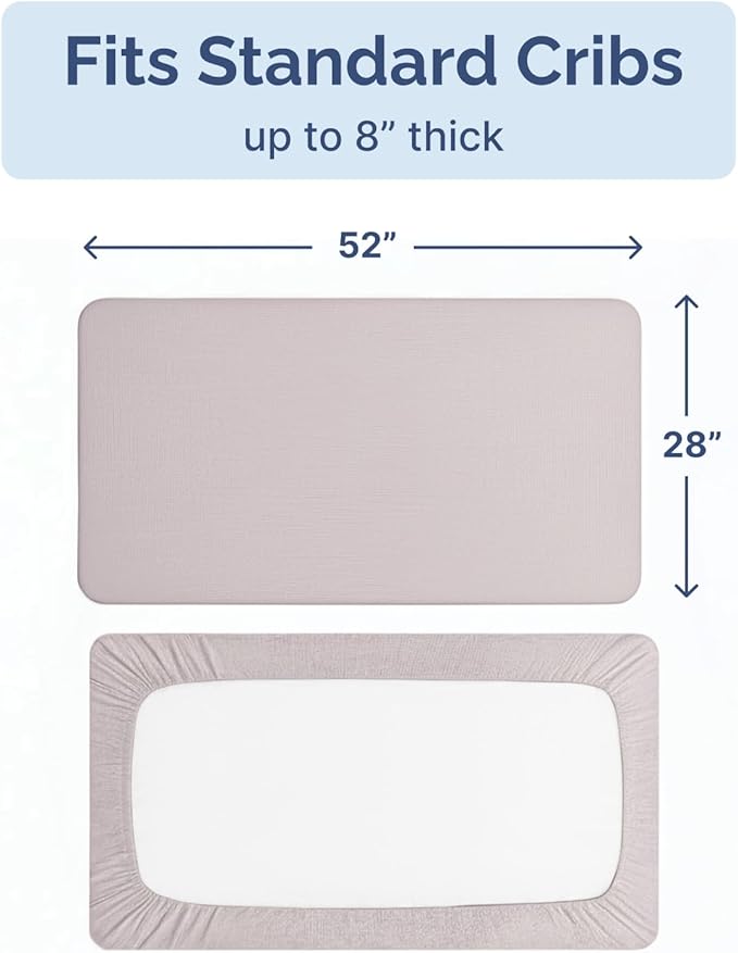 Baby Crib Sheets for Boys & Girls - Pack of 2 Fitted Microfiber Crib Sheets for Standard Crib & Toddler Mattress - Soft, Breathable & Wrinkle Free - Machine Washable, Oeko Tex - 52x28x8in - White/Grey