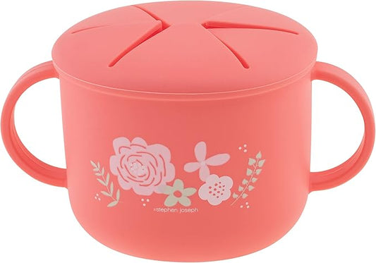 Stephen Joseph, Silicone Snack Cup, Snack Cups for Babies and Toddlers, Coral Flower