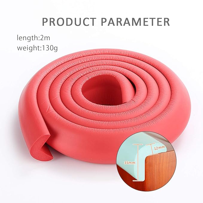 SONARIN Baby Safety Baby Edge & Corner Guards,2M/6.6ft Corner Protectors Furniture Table Edge Protectors L Shape with Strong Adhesive Tape,Colorful Child Protection(Red)