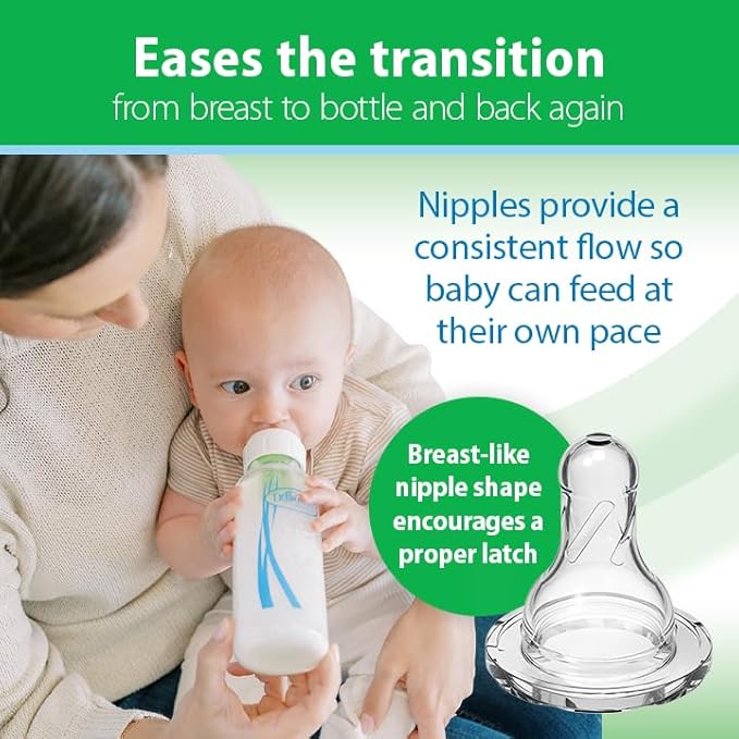 Dr. Brown's Anti-Colic Options+ Narrow Glass Baby Bottle with Level 1 Slow Flow Nipple, BPA-Free, 4 oz/120 mL, 0m+, 2 Count, 1-Pack