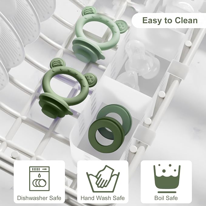 Baby Breastmilk Popsicle Molds & Baby Fruit Feeder (4 Pack), Infant Food Freezer Tray Storage Containers, Silicone Teething Pacifier Feeder and Teether for Babies,Boys and Girls-Pink&Purple