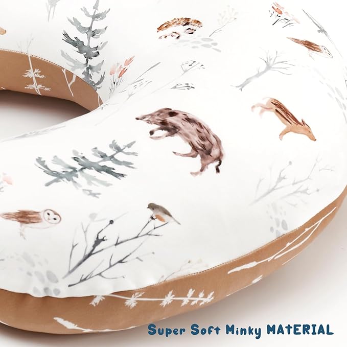GRSSDER Nursing Pillow Cover Stretchy Minky Removable Nursing Covers for Breastfeeding Pillows, Ultra Soft Comfortable Slipcover for Boy and Girls, Jungle Animals