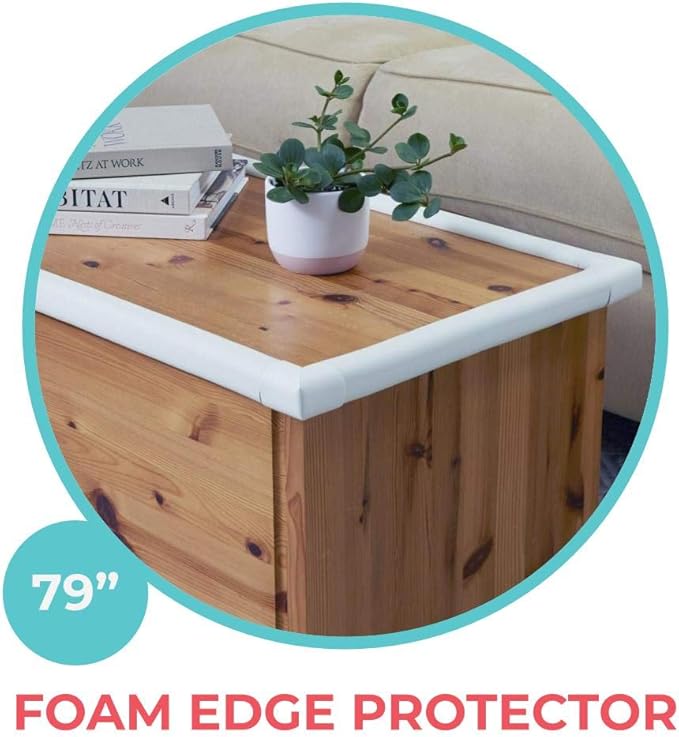Toddleroo by North States - Foam Edge Protector Roll for Baby Proofing: Furniture Edge Safety Bumpers - 79 Inch Roll of Padding - White