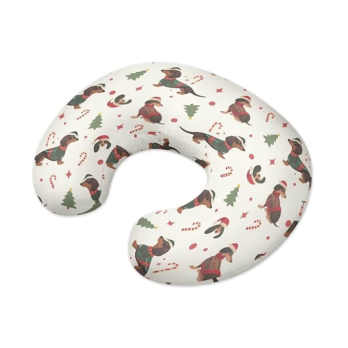 Christmas Dog Tree and Cane Nursing Pillowcase Baby Breastfeeding Slipcover Infant Newborn Nursery Bottle Pillowcase Breathable and Washable Xmas Decor