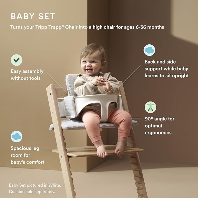 Stokke Tripp Trapp High Chair², Natural (Includes Chair & Baby Set) with Newborn Set - Safe, Adjustable, Ergonomic Design