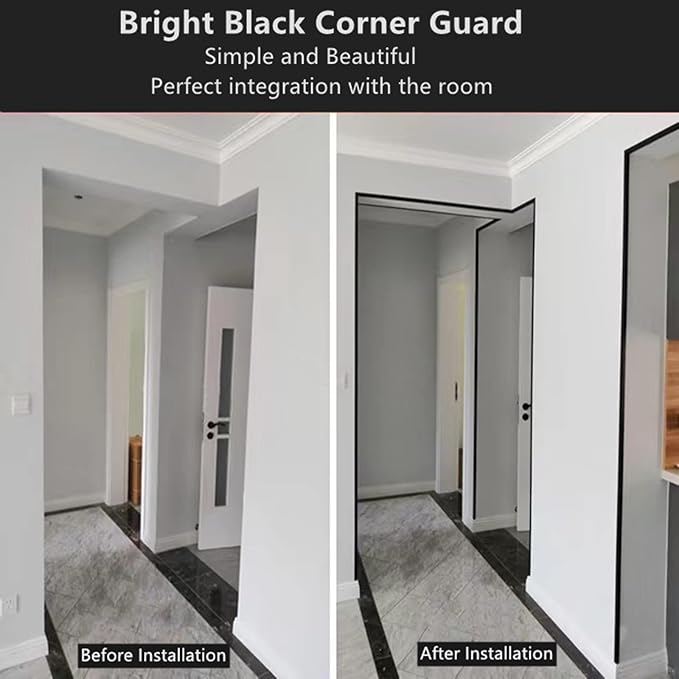 Aluminium Alloy Metal Corner Guards 10 Pcs Wall Corner Protector 1.6" x 1.6" x 48" Wall Corner Protection Decoration Black Pack of 10 Corner Guards 20 Ga/1 mm Thickness