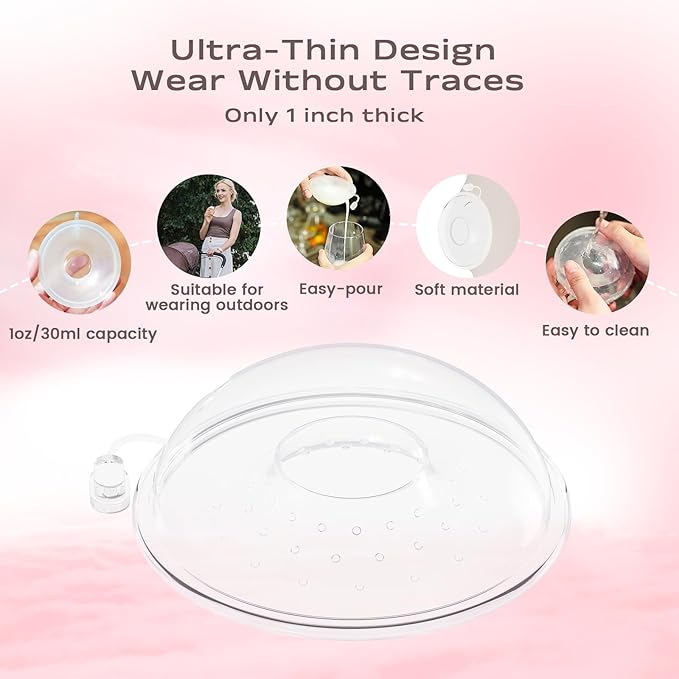 Milk Collectors for Breastfeeding Breast Milk Collector Milk Catcher for Breastfeeding BPA-Free Post Partum Essentials Breast Feeding Essentials (1oz/30ml, 4 Counts)