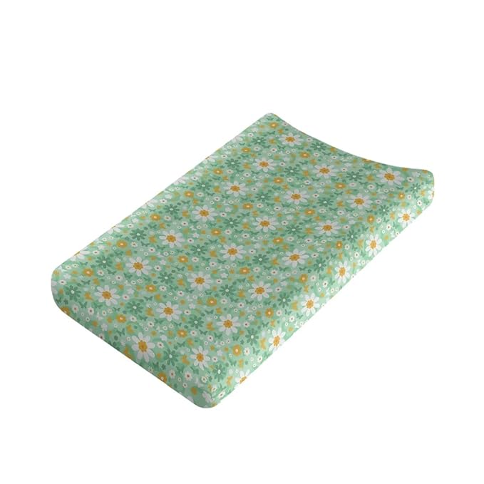 Butterfly Daisy Baby Diaper Changing Table Sheets Jersey Knit Breathable Changing Table Pad Cover for Infants Toddles 16 * 32 Inches
