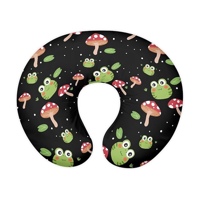 Frog Mushrooms Baby Nursing Pillow Cover Neutral Breathable Pillow Cover for Infant Snug, Removable Breastfeeding Pillow Slipcover Easy to Clean