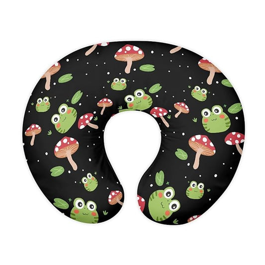 Frog Mushrooms Baby Nursing Pillow Cover Neutral Breathable Pillow Cover for Infant Snug, Removable Breastfeeding Pillow Slipcover Easy to Clean