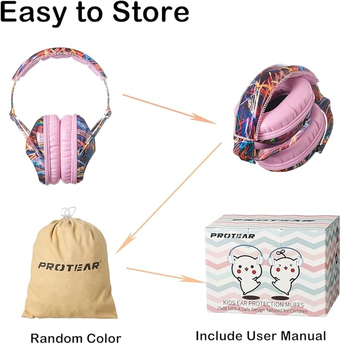 Kids Hearing Protection,25dB NRR Noise Reduction,Sound Proof for Kids,Toddler,Safety Earmuffs for Concert,Airplane,Autism,Monster Jam,Travel,School- Pink BlackFireW