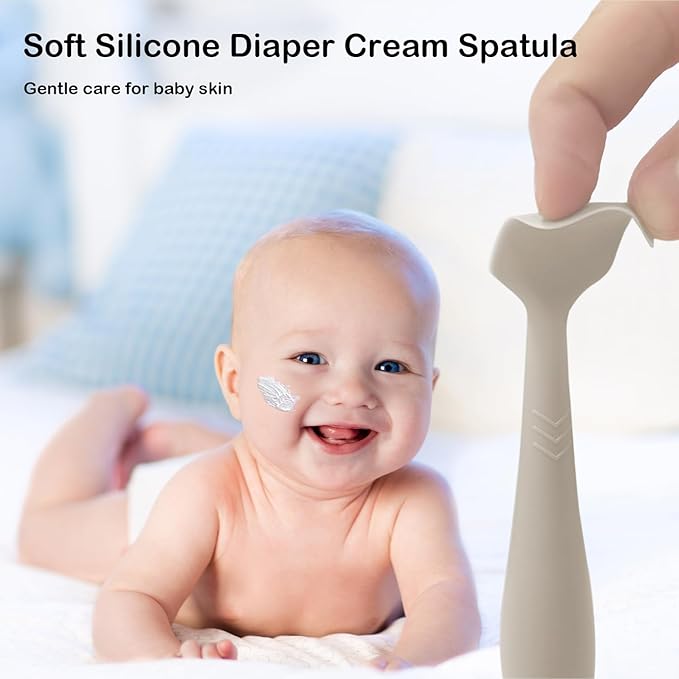 3 Pack Baby Diaper Cream Spatula - Baby Diaper Rash Cream Applicator for Butt Paste Diaper Creams - Diaper Cream Brush for Newborn Essentials (White,Green,Brown)