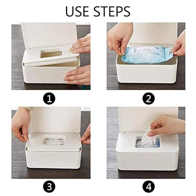 Baby Wipes Dispenser, Baby Wipes Case Holder Keeps Diaper Wipes Fresh Non-Slip Wipe Container Three-Layer Seal Design Prevent Moisture Loss (Black)