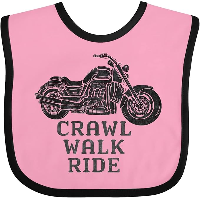 inktastic Crawl Walk Ride Motorcycle Baby Bib