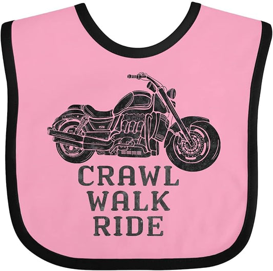 inktastic Crawl Walk Ride Motorcycle Baby Bib
