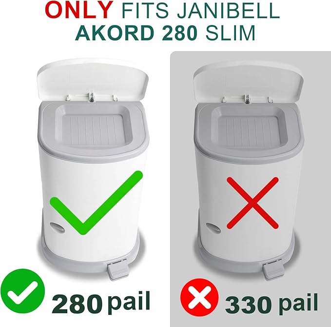 4 Pack Adult Diaper Liner Refills,Diaper Pail Refill Bags Compatible with Janibell Akord 280 slim Model Adult Diaper Disposal System Powerful Odor Resistant,Plant Scent (NOT Compatible with 330 pail)