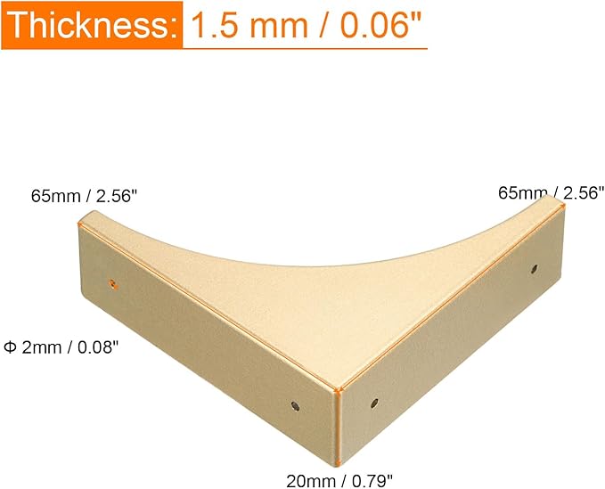 uxcell Corner Protectors, 4Pcs 2.56" - Metal Corner Protector, Vintage Decorative Corner Brackets with Screws, Edge Guards for Furniture Box Table (Gold)