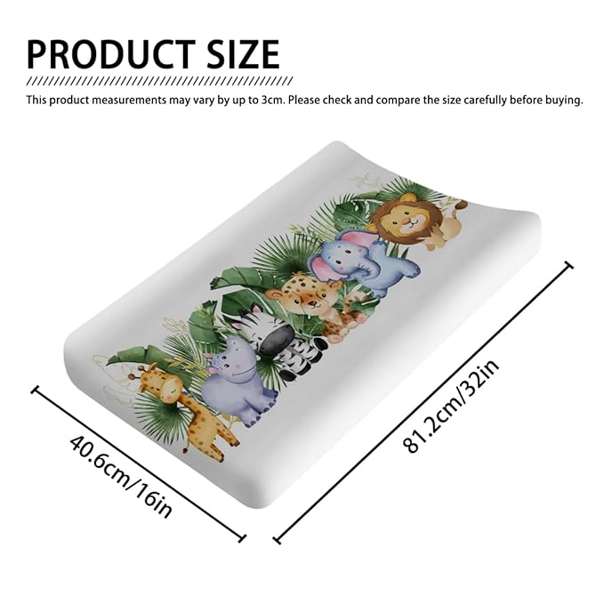 Changing Pad Covers Jungle Safari Animals Tropical Leaves Flowers Unisex Diaper Change Table Sheets for Boys Girls Ultra Soft Breathable Stretchy Snug Fitted Baby Diaper Changing Cover 32''x16''