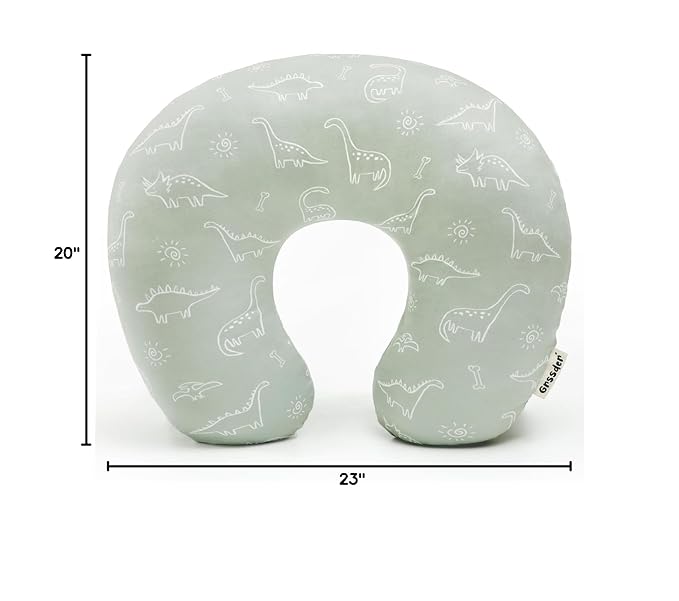 GRSSDER Nursing Pillow Cover Stretchy Minky Removable Nursing Covers for Breastfeeding Pillows, Ultra Soft Comfortable Slipcover for Boy and Girls, Dinosaurs Print
