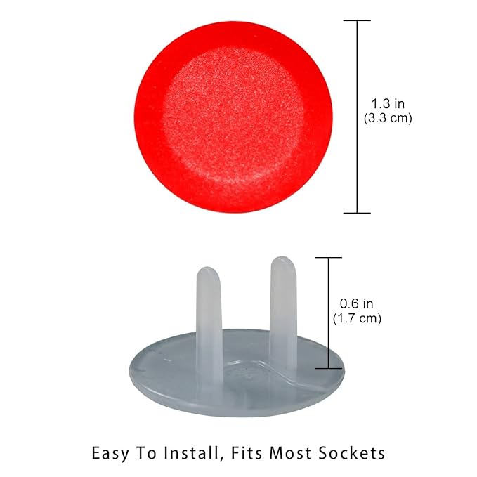 Pure Red Pattern Outlet Covers Baby Proofing Safe & Secure Electric Plug Protectors | Sturdy Childproof Socket Covers for Home & Office | Easy Installation | Protect Toddlers & Babies