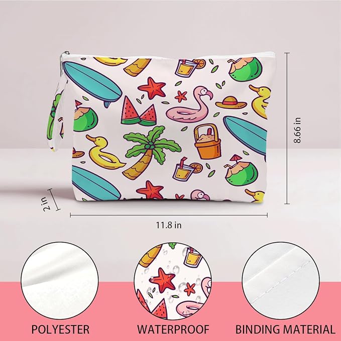 IAXIC Wet Dry Bag, Wet Bag for Swimsuit, Diaper Sunscreen Large Zipper Pouch Waterproof Pouch, Beach Bags for Women, Gifts for Ladies Girls Friends Colleagues and Sisters, Summer Vacation Theme