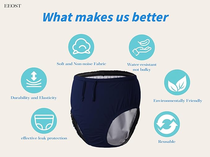 Youth Special Needs Reusable Swim Diapers Swimwear for Incontinence Cloth Diaper Covers Waterproof,Leakproof, Unisex (10-12T, Navy)