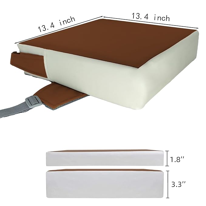 Eiury Booster Seat for Dining Table, PU Anti-Scratch Easy Cleaning Kids Toddler Booster Seat for Table, Portable Travel Increasing Cushion for Chair - Brown