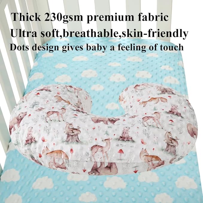 Dot Nursing Pillow Cover Set 2 Pack Nursing Pillow Slipcovers, Ultra Soft Compatible with Boppy Pillow,Standard Pillow for Baby Boy Girl Cream, Fox Deer Bear
