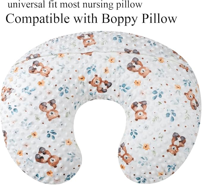Dot Nursing Pillow Cover Set 2 Pack Nursing Pillow Slipcovers, Ultra Soft Compatible with Boppy Pillow,Standard Pillow for Baby Boy Girl Light Coffee, Bear