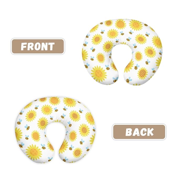Forchrinse Sunflower Bee Nursing Pillow Cover Girls Cute Breastfeeding Pillow Case Infant Feeding Pillow Cushion Cover for Boys