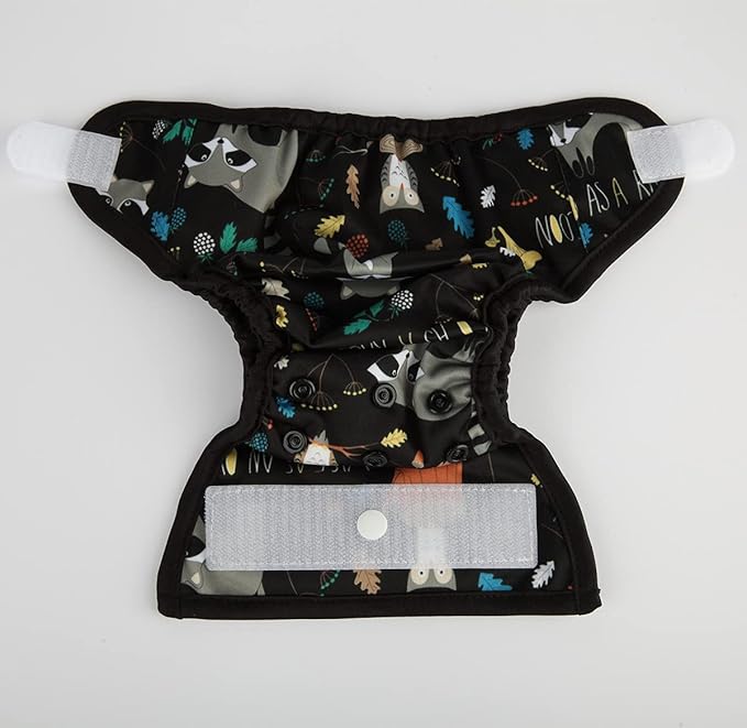 Newborn Baby Cloth Diaper Cover Nappy Hook and Loop (Racoon Owls)
