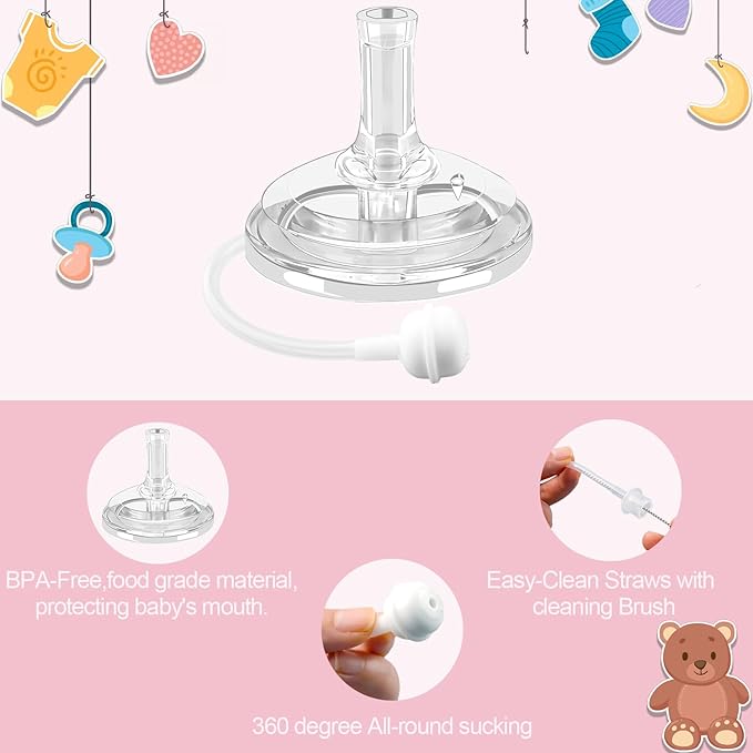 Sippy Nipple Compatible with Philips Avent Natural Baby Bottles,Straw Cup Nipple, Soft 100% Silicone Sippy Cup Nipple,Variable Flow,BPA-Free,6m+ (Straw Cup Nipple)