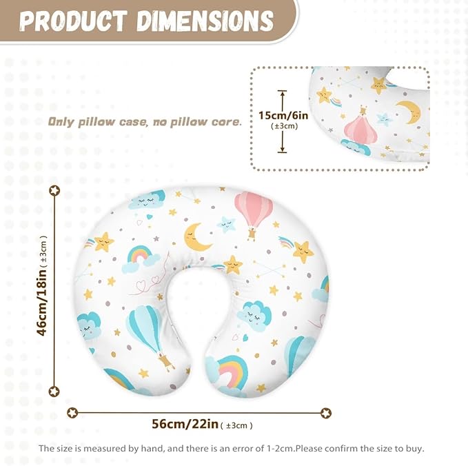 Pillow Covers Soft and Adorable Nursing Cover for Breastfeeding Pillows Pillow Slipcover for Baby Girls Boys Newborn Nursing Pillows for Breastfeeding Lovely Clouds Stars Moon