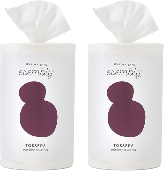 Esembly Tossers – Disposable Bamboo from Viscose Diaper Liners for Cloth Diapers – Earth-Friendly, Fragrance-Free, Chlorine-Free – One Size, 200 Liners (2-Pack of 100-Liner Rolls)