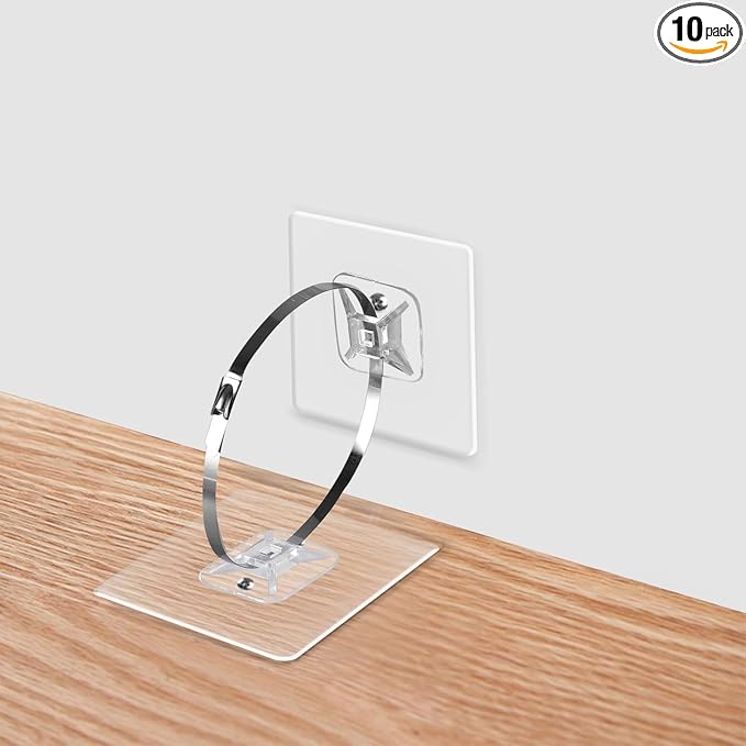 Adhesive Furniture Wall Anchors (10 Pairs 20 Packs), Vinkqiado Anti Tip Furniture Safety Straps for Baby Proofing, Secure Bookcase Dresser Shelf Cabinet to Wall for Child