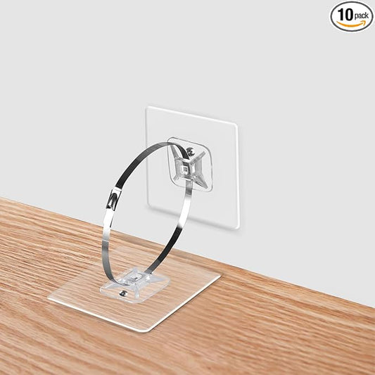 Adhesive Furniture Wall Anchors (10 Pairs 20 Packs), Vinkqiado Anti Tip Furniture Safety Straps for Baby Proofing, Secure Bookcase Dresser Shelf Cabinet to Wall for Child
