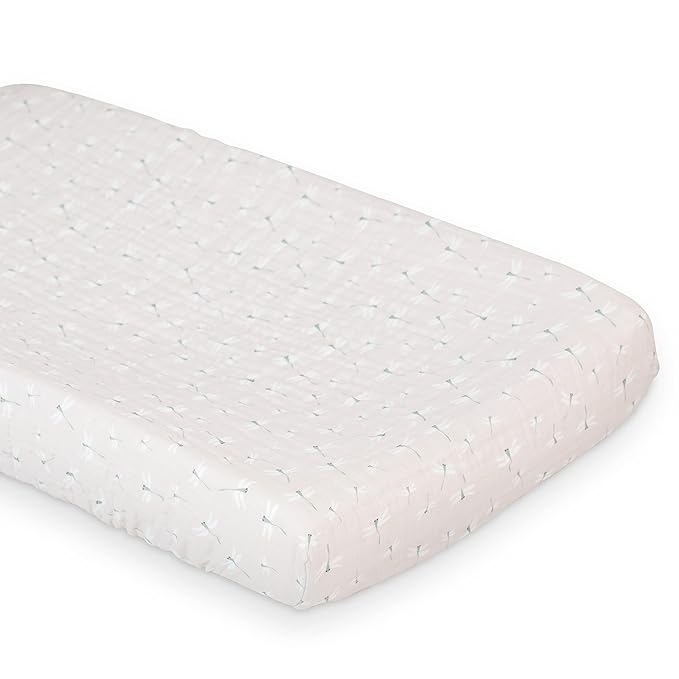 lulujo Baby Changing Pad Cover 100% Cotton Muslin Fitted Standard Size, 32 x 16 Inches, Dragonfly