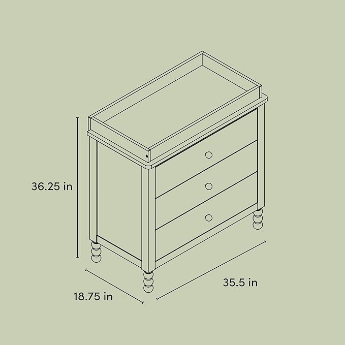 Storkcraft Rio 3 Drawer Chest with Changing Topper (Driftwood) – GREENGUARD Gold Certified, Premium Wood Dresser for Baby & Kids Bedroom, Safety Interlocking Drawers, Pre-Installed Tracks, Kids Chest