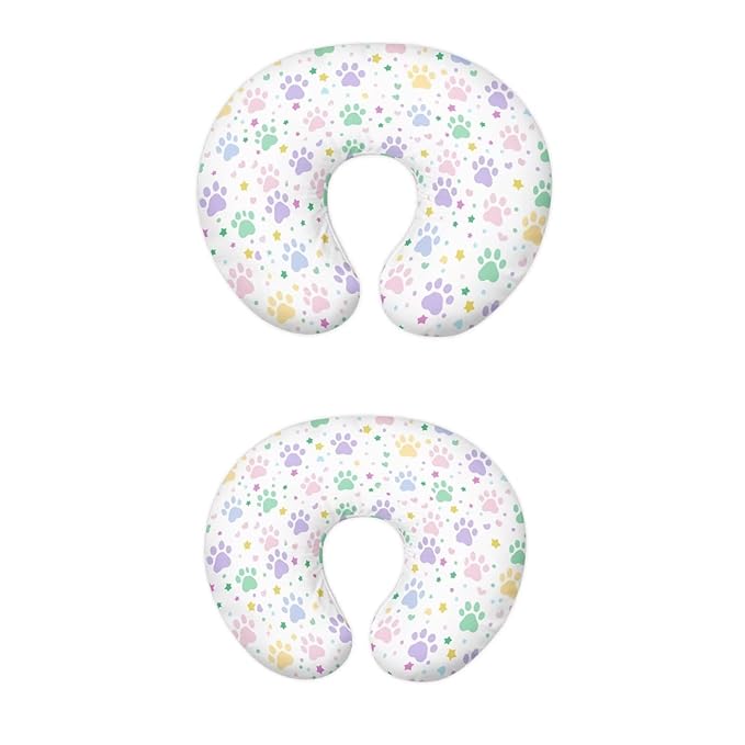 Colored Paw Nursing Pillow Cover Stretchy Removable Nursing Covers for Breastfeeding Pillows Ultra Soft Newborn Feeding Pillow Cover Baby Essentials