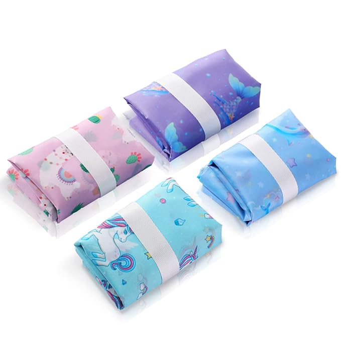 Frienda 4 Pieces Cloth Diaper Wet Dry Bag, Waterproof Reusable Washable Bag for Baby Items and Travel Zippered Pockets with Handle, Beach, Swimsuit, Dirty Gym Clothes and Toiletries(Mermaid)