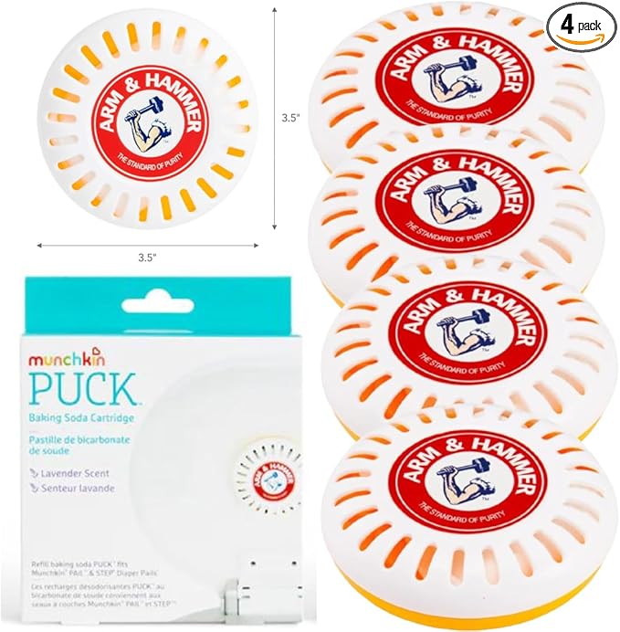 Odor Eliminator Cartridges, 4 Pack, Lavender Scent, Baking Soda Puck, Diaper Pail Deodorizer