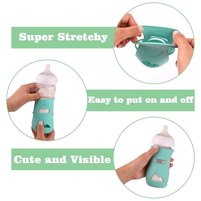3 Pack Silicone Sleeves for Avent Natural Glass Baby Bottles, Anti Breakage Baby Bottle Holder, Compatible Philips Avent Glass Natural Baby Bottle 8 oz, BPA Free
