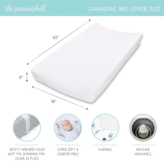 The Peanutshell Baby Girl or Boy Changing Pad Covers Set of 3 - Ultra Soft Baby Cover - Fits Standard Changing Table Pads, Durable, Machine Washable Sheets - Celestial Elephant
