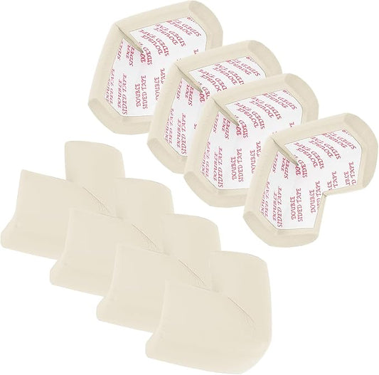 MECCANIXITY 8 Pack Soft Corner Protector, Rubber Foam Furniture Proofing Corner Guards Edge for Fireplace Table Stair, Light Beige